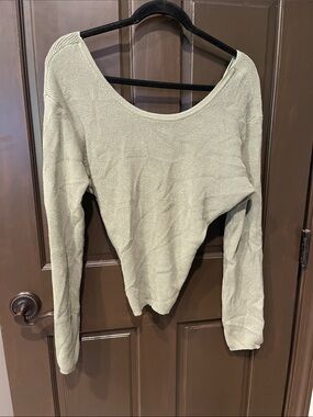 Hippie Rose Sage Green Scoop Neck Long Sleeve Top